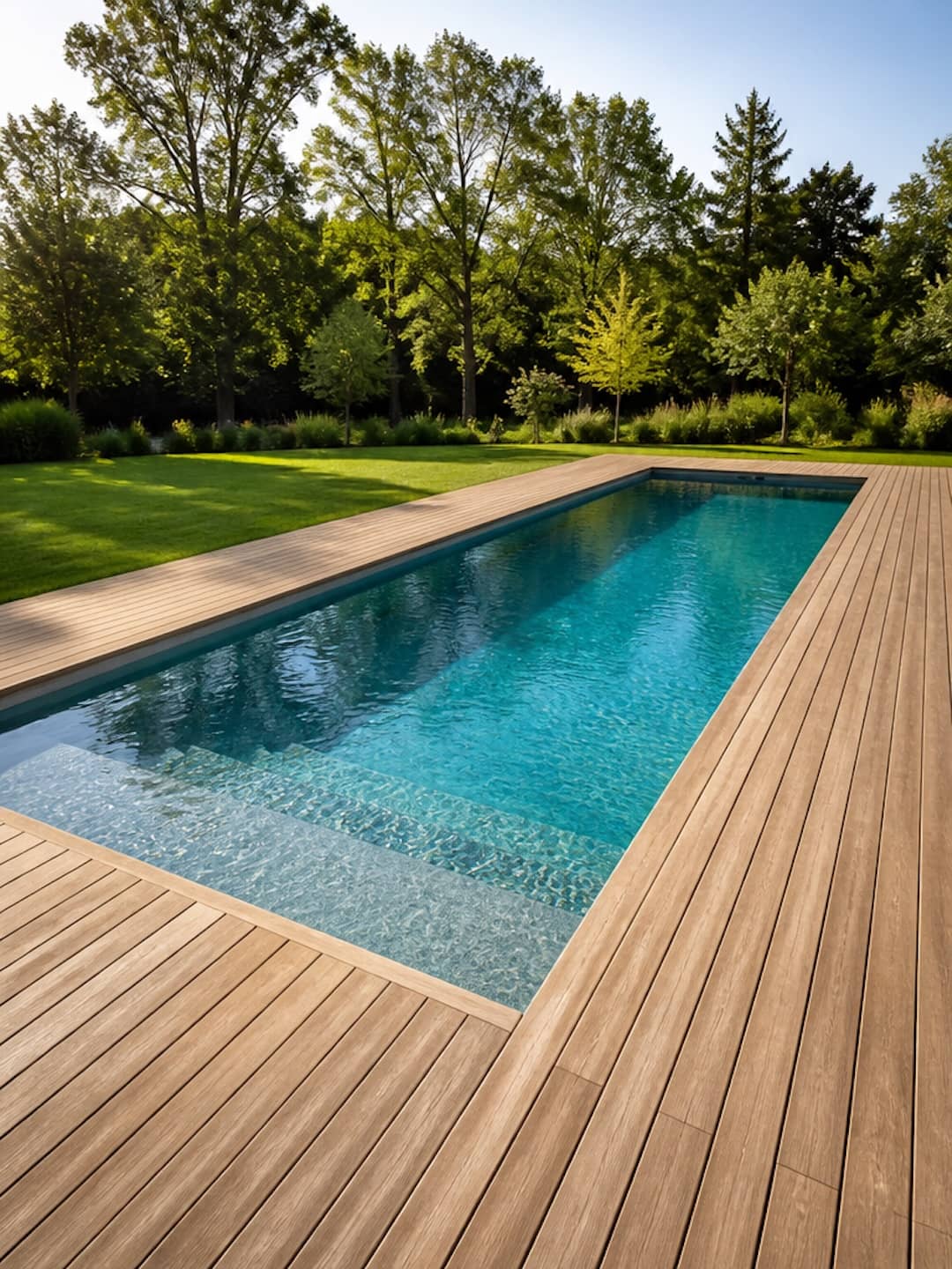 Deck de madera en borde de pileta — Don Deck