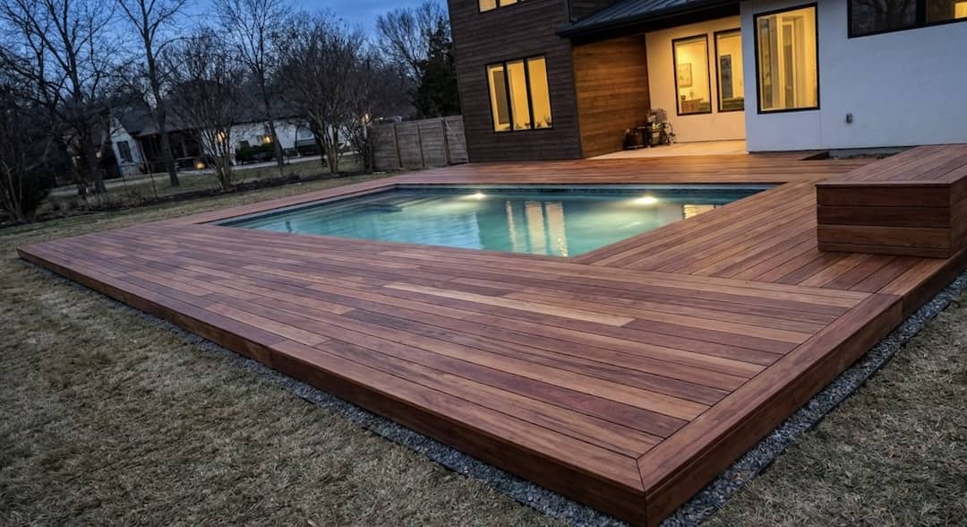 Deck de madera perimetral de pileta — Don Deck