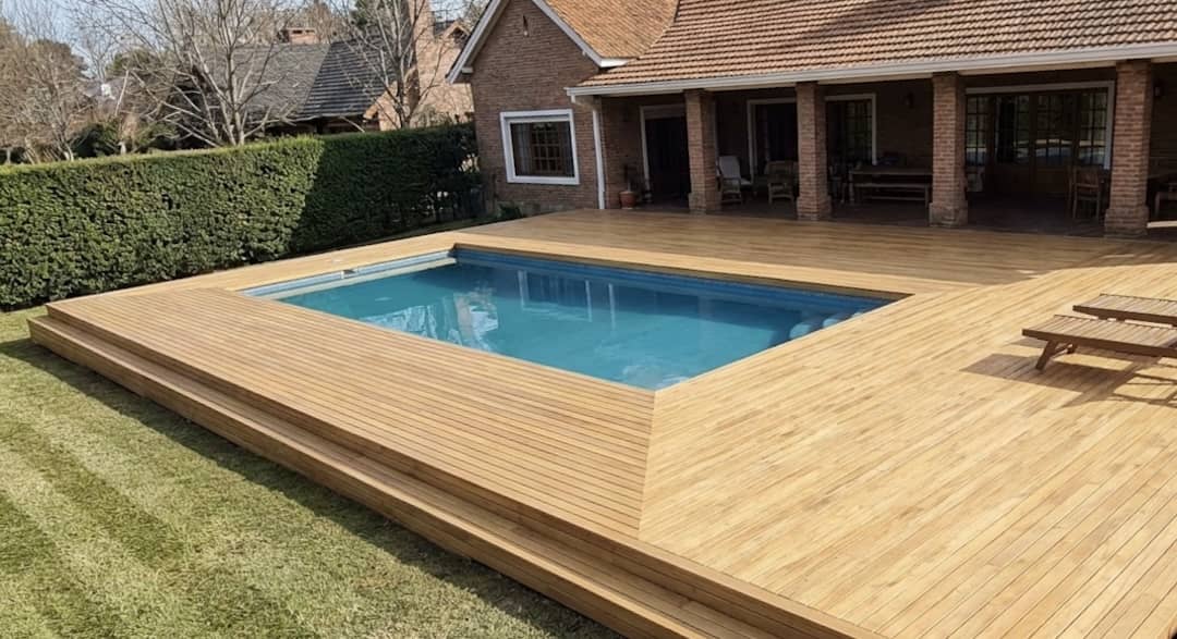 Deck de madera perimetral de pileta — Don Deck