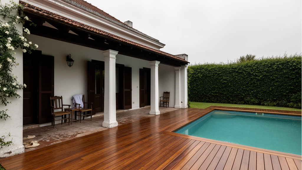 Deck de madera perimetral de pileta — Don Deck